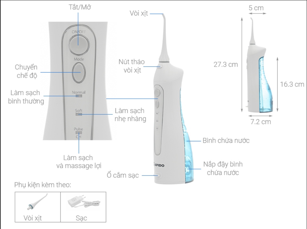 Máy tăm nước Rapido RWB150