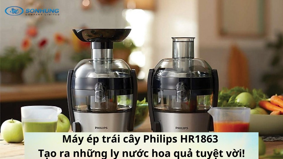 Máy ép trái cây Philips HR1863 tạo ra những ly nước hoa quả tuyệt vời!