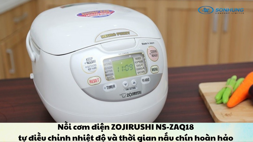 Nồi cơm điện ZOJIRUSHI NS-ZAQ18 tự điều chỉnh nhiệt độ và thời gian nấu 